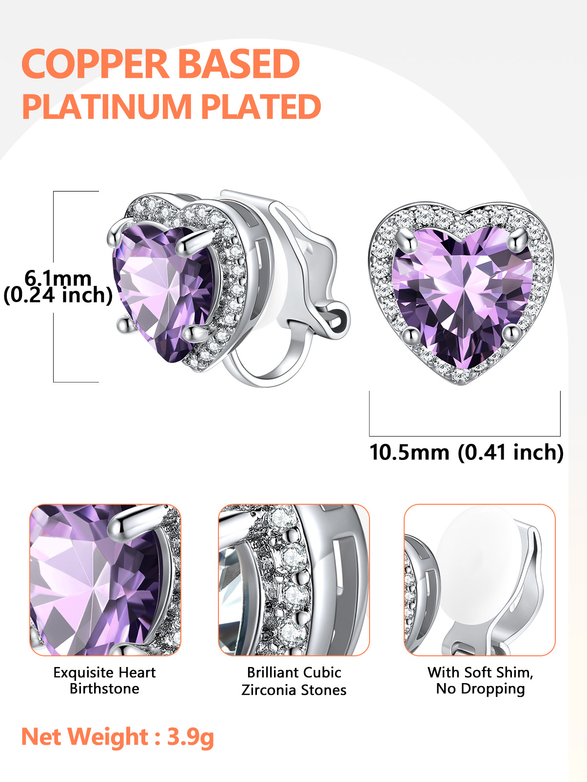 Silvora Women's Heart Shaped January Birthstone Clip on Earrings Simulated Garnet Dainty Non Pierced Earring Jewelry Daughter Wife Granddaughter Birthday Christmas Valentines Gifts