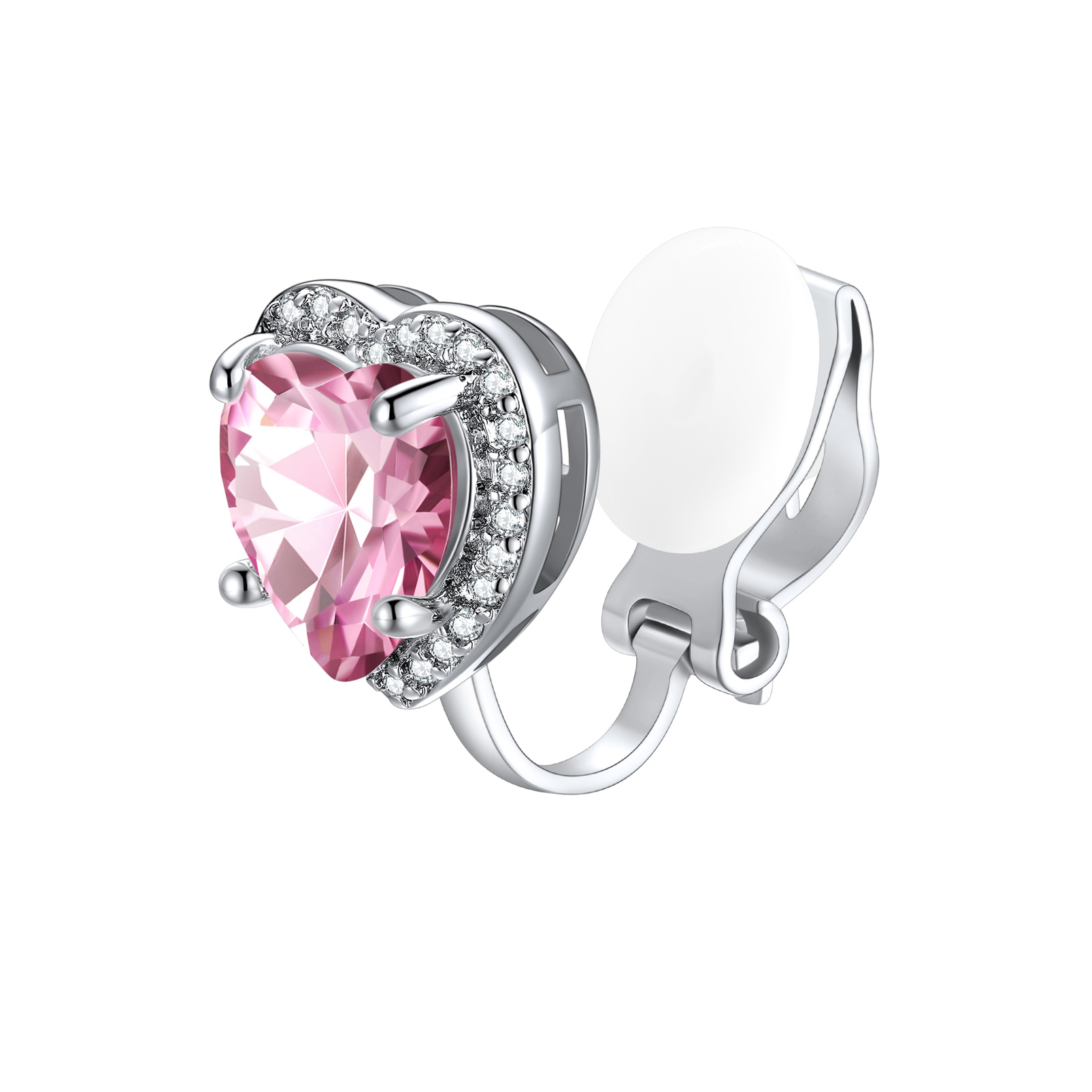 Silvora Women's Heart Shaped January Birthstone Clip on Earrings Simulated Garnet Dainty Non Pierced Earring Jewelry Daughter Wife Granddaughter Birthday Christmas Valentines Gifts