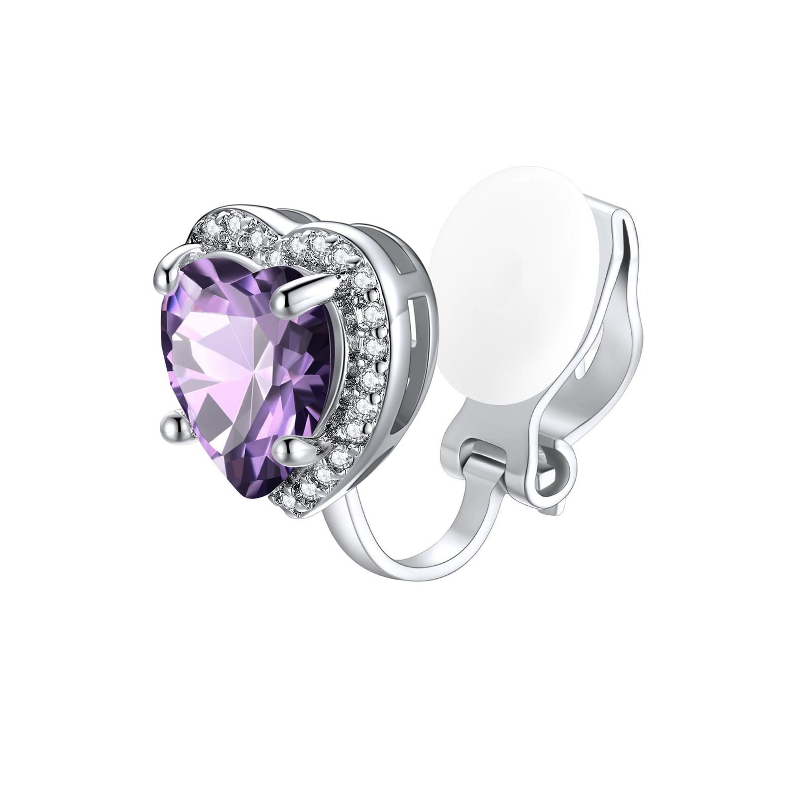 Silvora Women's Heart Shaped January Birthstone Clip on Earrings Simulated Garnet Dainty Non Pierced Earring Jewelry Daughter Wife Granddaughter Birthday Christmas Valentines Gifts