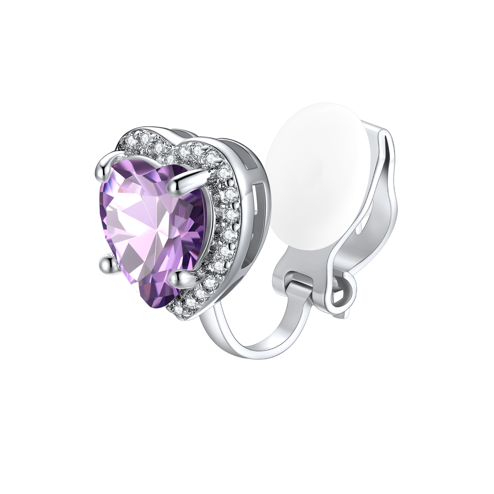 Silvora Women's Heart Shaped January Birthstone Clip on Earrings Simulated Garnet Dainty Non Pierced Earring Jewelry Daughter Wife Granddaughter Birthday Christmas Valentines Gifts