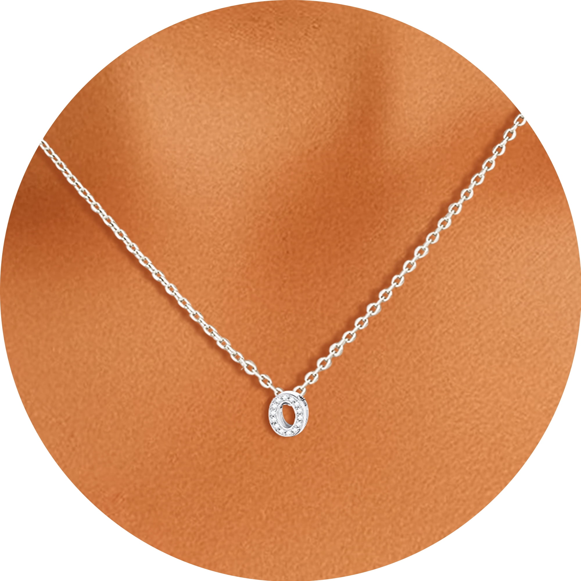 Silvora Women Sterling Silver Initial Necklace with Sparking Cubic Zirconia, Letter A Pendant Necklace for Teen Girls Charm Birthday Jewelry