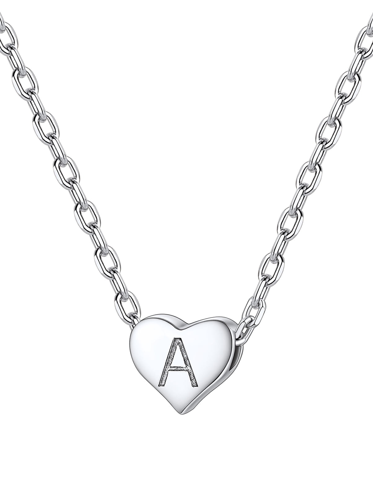 Silvora Women Heart Initial Necklace 925 Sterling Silver Letter A Pendant Choker Alphabet Jewelry for Wife Mom Daughter with Gift Box