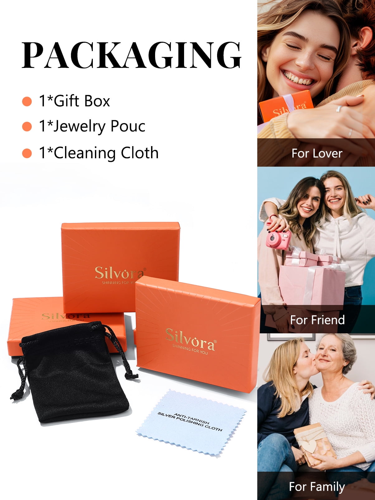 Silvora Sterling Silver Wedding Band Love Heart Engagement Promise Ring with Shiny Cubic Zirconia Jewelry Gift for Christmas Mother's Day Size 8