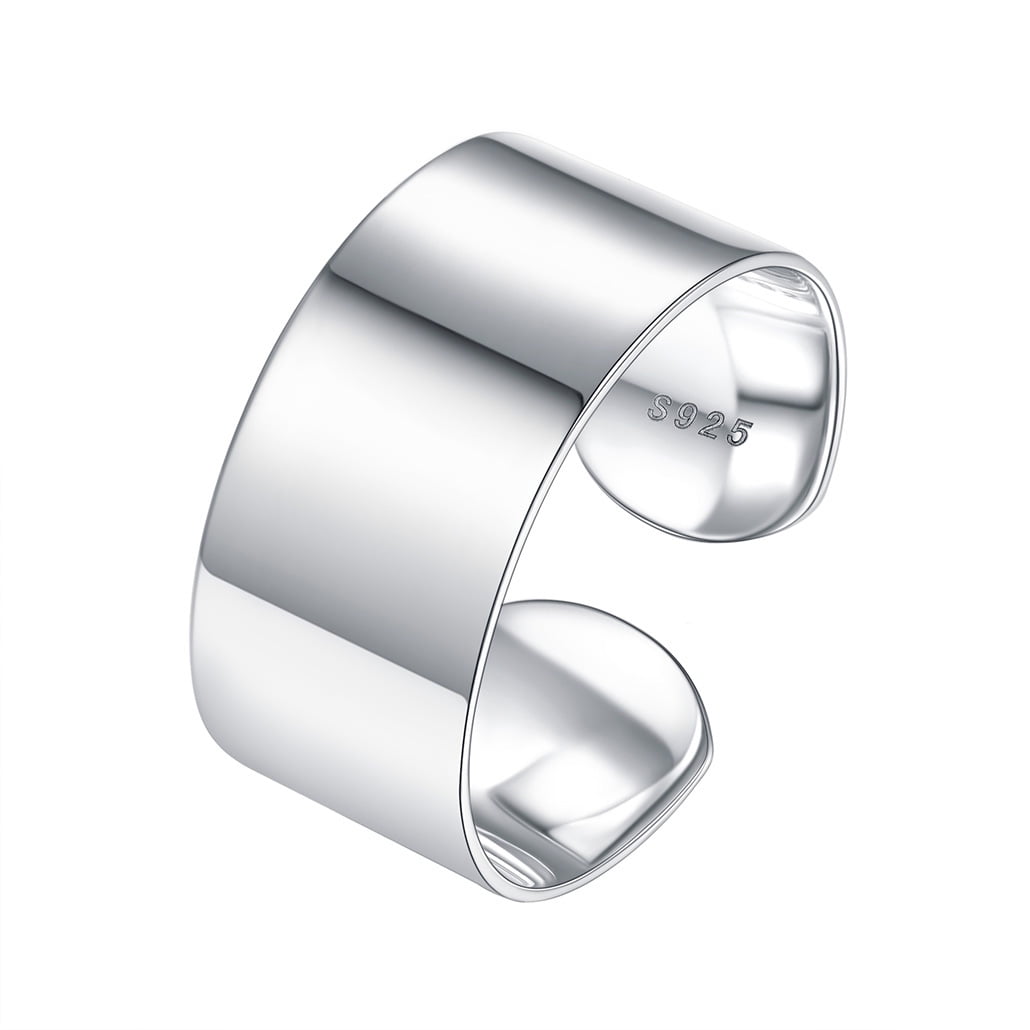 Silvora Stackable Open Knuckle Band Ring for Women Men 925 Sterling Silver Full Finger Ring Jewelry (15mm, Brushed)