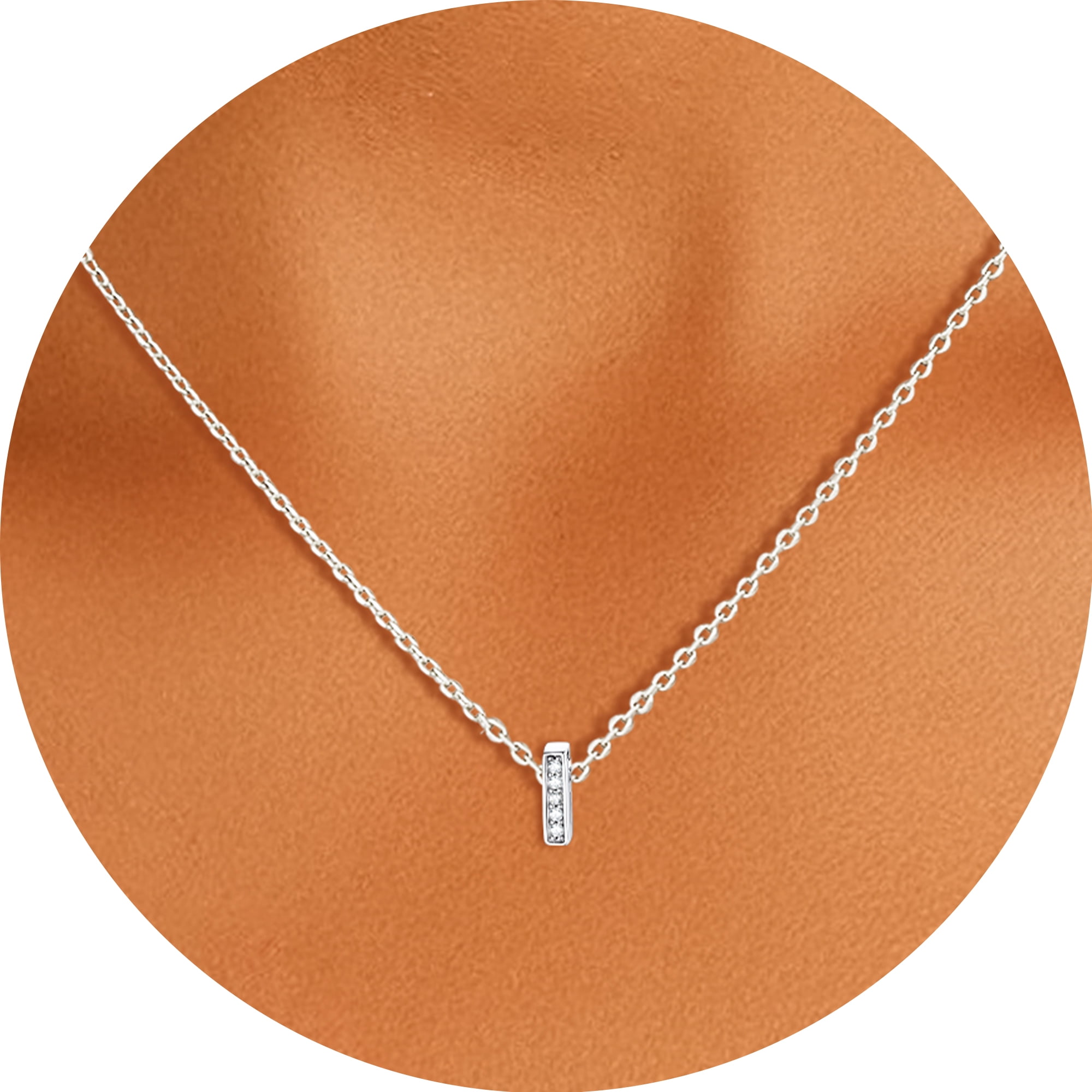 Silvora Women Sterling Silver Initial Necklace with Sparking Cubic Zirconia, Letter A Pendant Necklace for Teen Girls Charm Birthday Jewelry