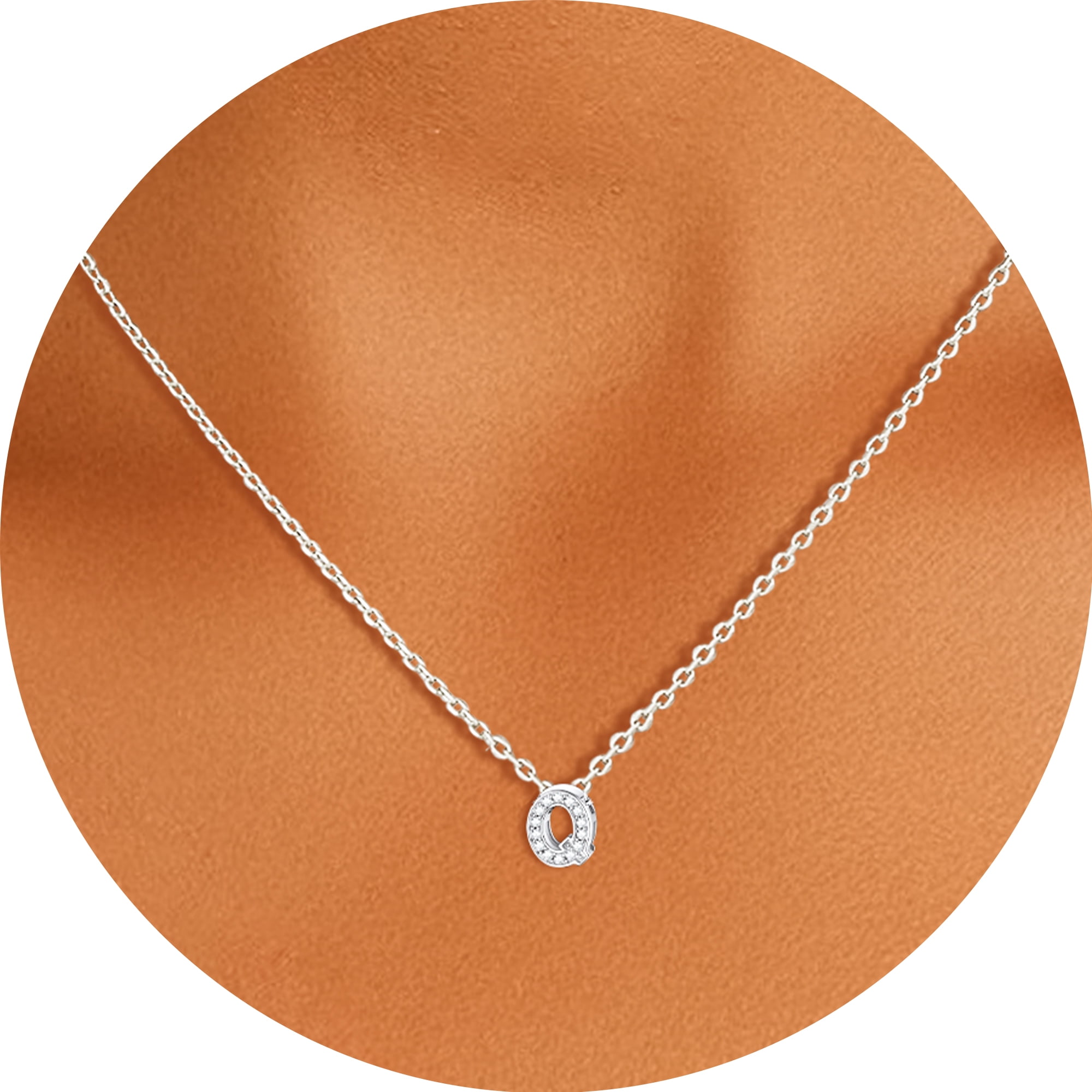 Silvora Women Sterling Silver Initial Necklace with Sparking Cubic Zirconia, Letter A Pendant Necklace for Teen Girls Charm Birthday Jewelry