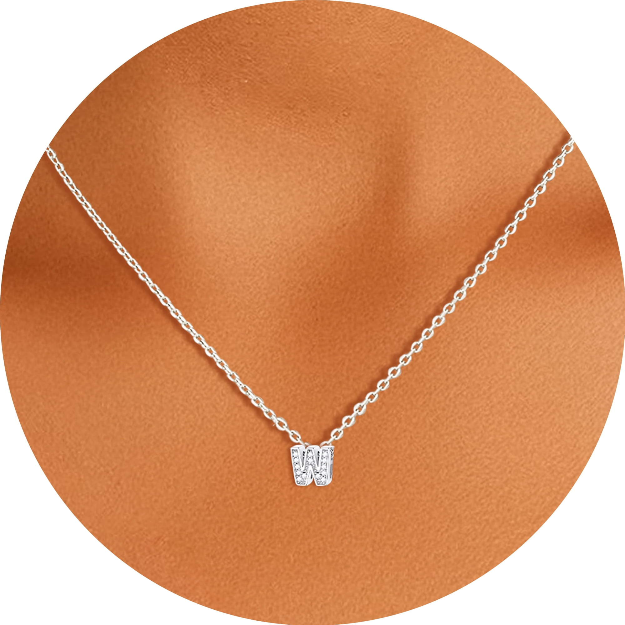 Silvora Women Sterling Silver Initial Necklace with Sparking Cubic Zirconia, Letter A Pendant Necklace for Teen Girls Charm Birthday Jewelry