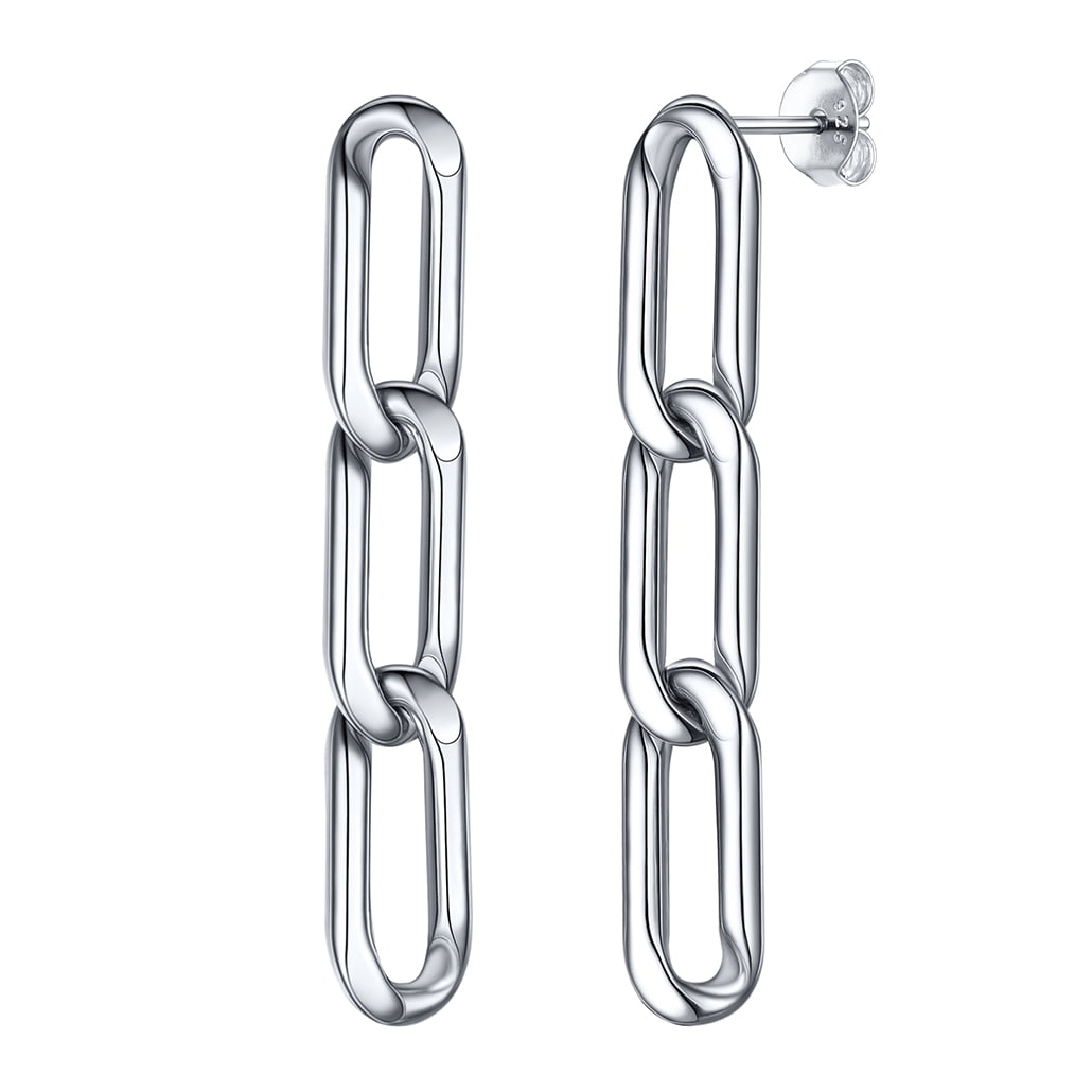 Chain Earrings for Women Solid Silver Dangling Cuban Chains Drop Ear Charms for Teen Girls