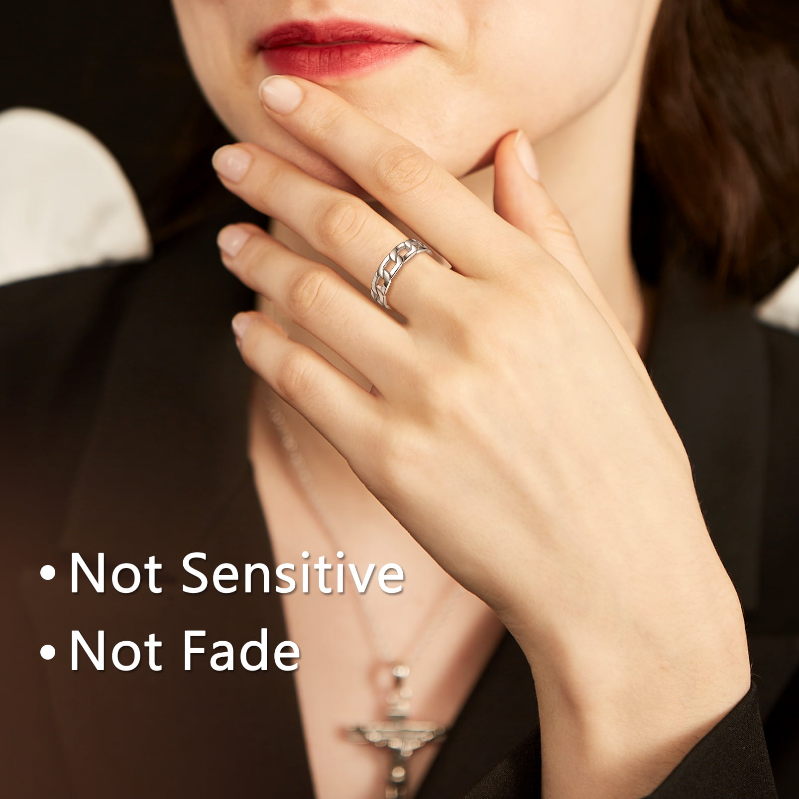 Silvora 925 Sterling Silver Ring for Women Men Stacking Cuban Link Chain Rings Wedding Band Ring for Promise Engagement Size 9