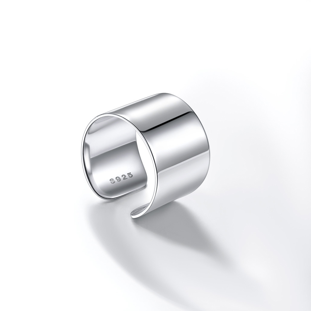 Silvora Stackable Open Knuckle Band Ring for Women Men 925 Sterling Silver Full Finger Ring Jewelry (15mm, Brushed)