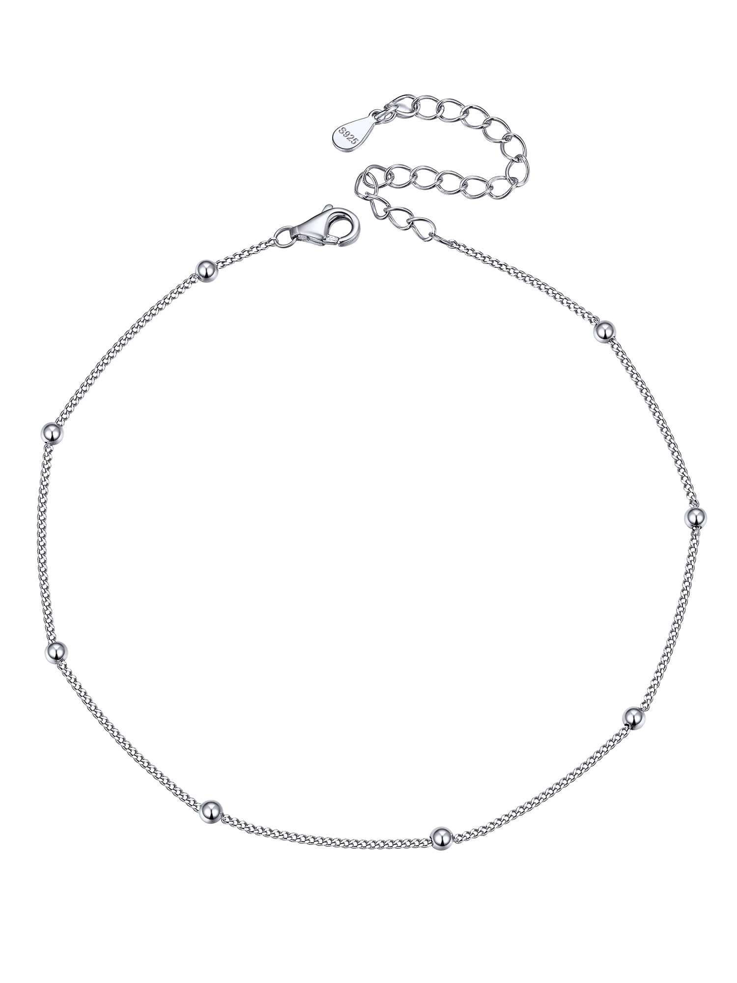Silvora 925 Silver Chain Beads Anklet for Women Ankle Bracelet Foot Jewelry