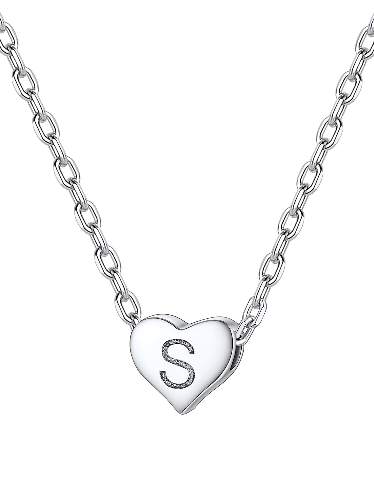 Silvora Women Heart Initial Necklace 925 Sterling Silver Letter A Pendant Choker Alphabet Jewelry for Wife Mom Daughter with Gift Box