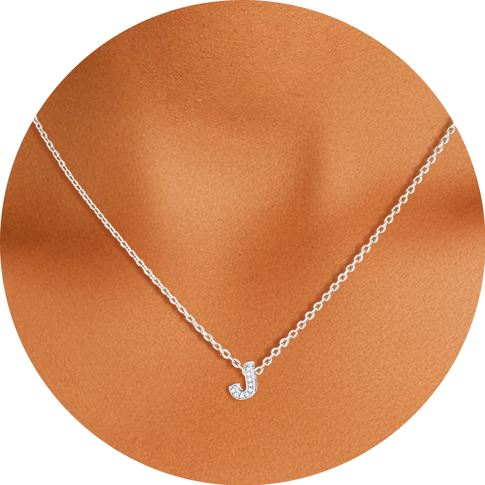 Silvora Women Sterling Silver Initial Necklace with Sparking Cubic Zirconia, Letter A Pendant Necklace for Teen Girls Charm Birthday Jewelry