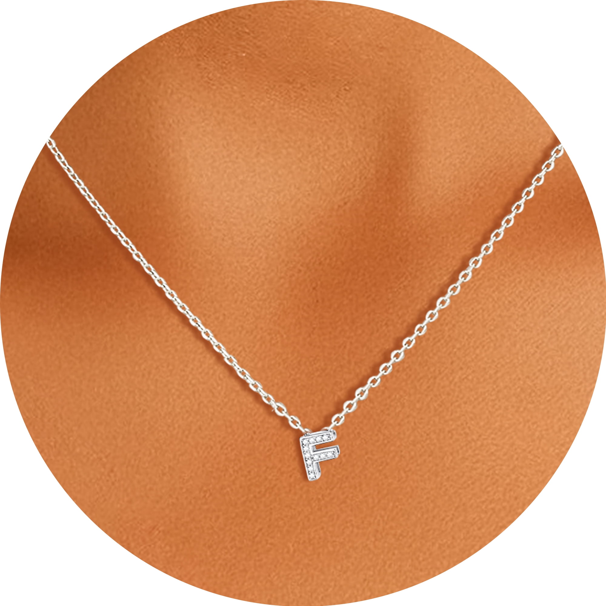 Silvora Women Sterling Silver Initial Necklace with Sparking Cubic Zirconia, Letter A Pendant Necklace for Teen Girls Charm Birthday Jewelry