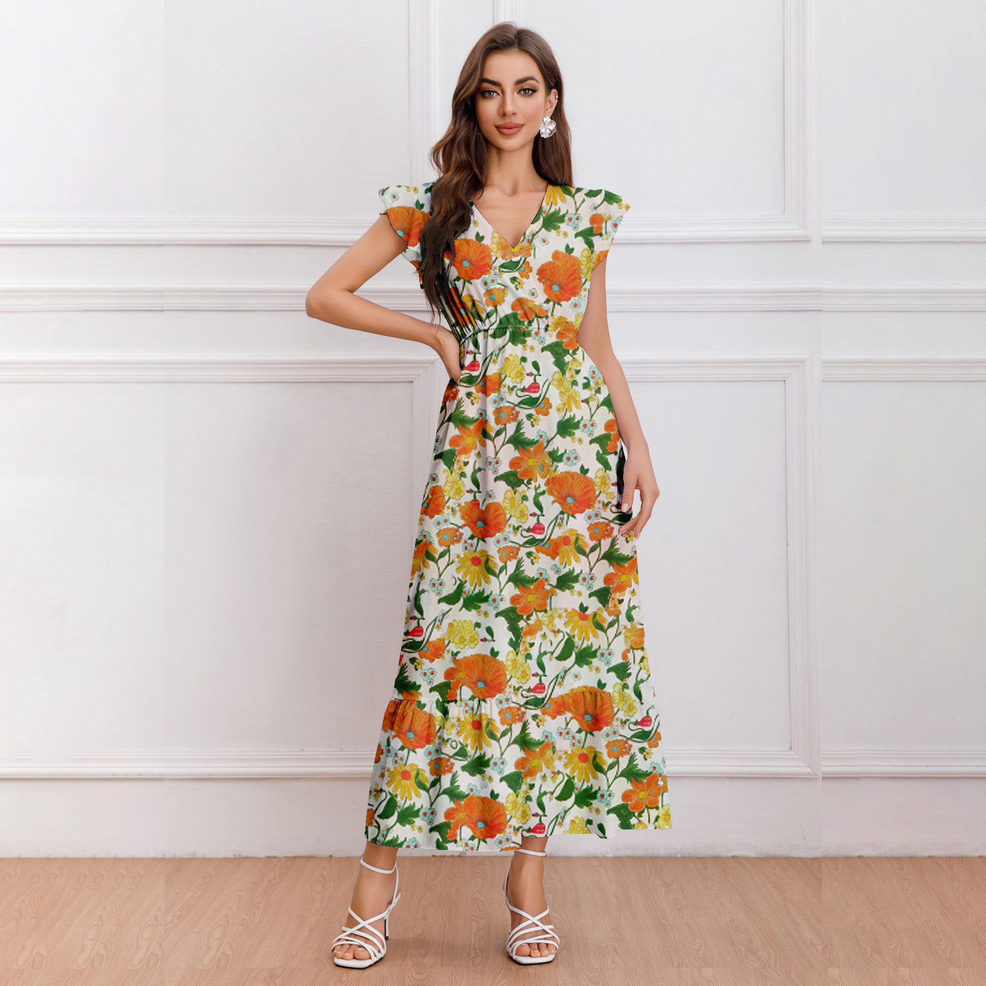 Artistic Blossoms Maxi Dress