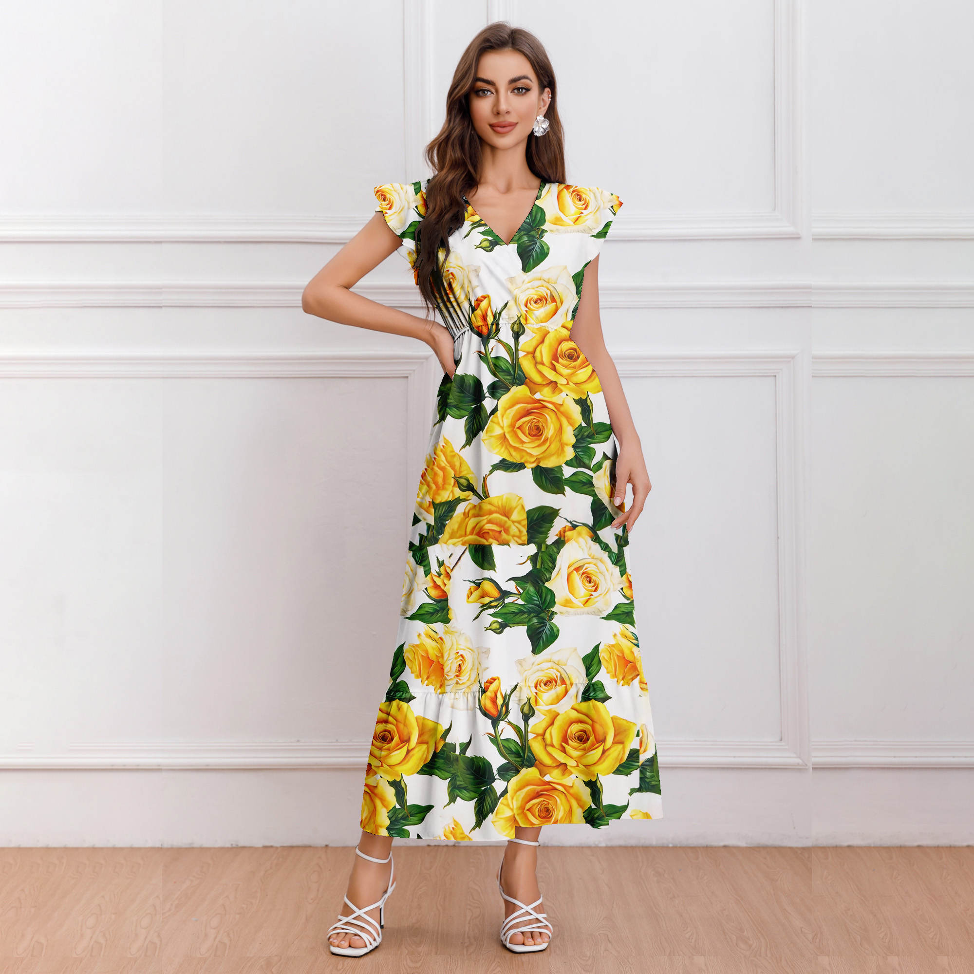 Artistic Blossoms Maxi Dress