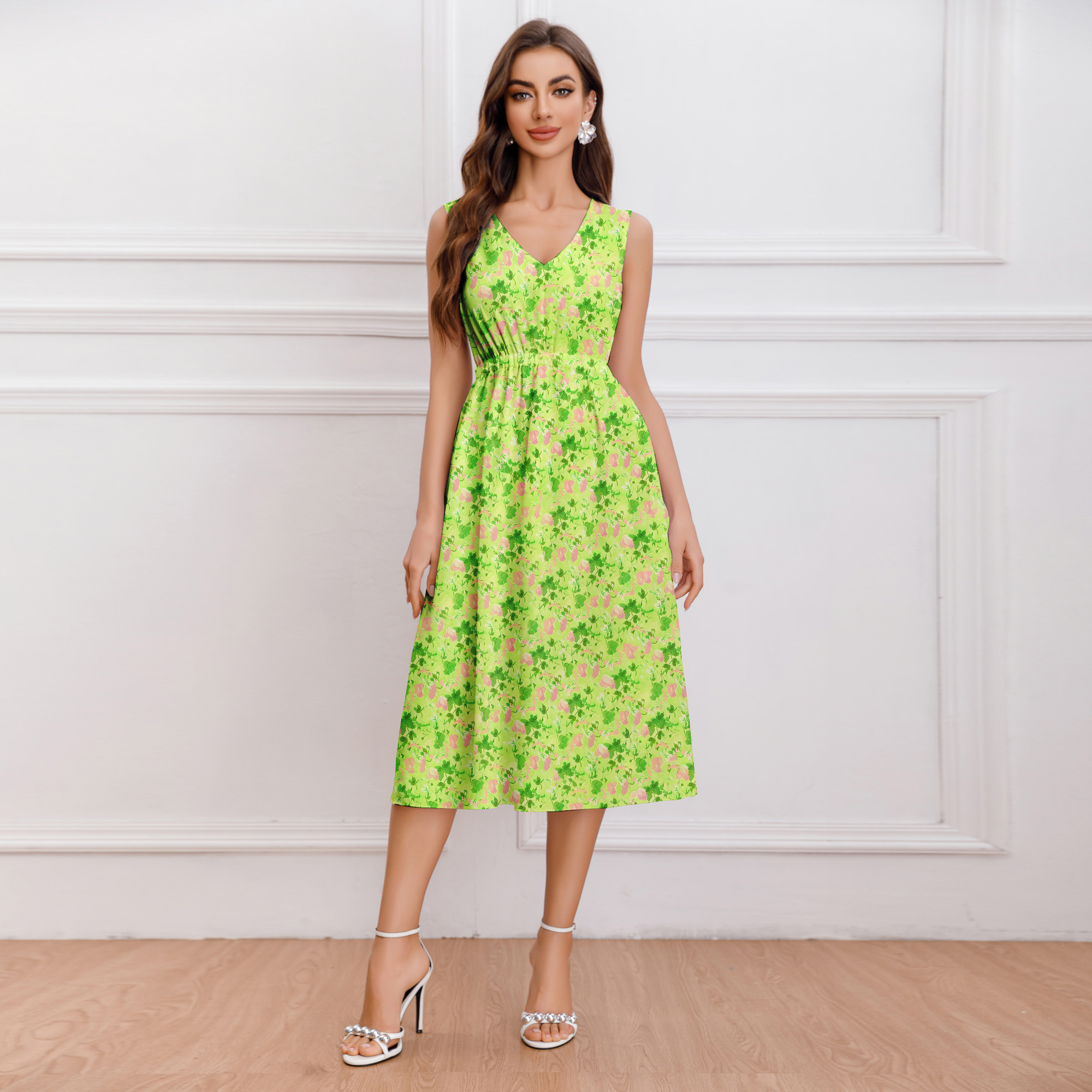 Green Floral Sumber Midi Dress