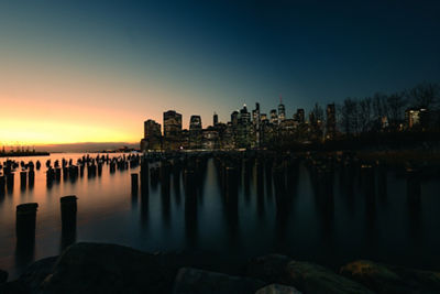 Night image of pier and cityscape