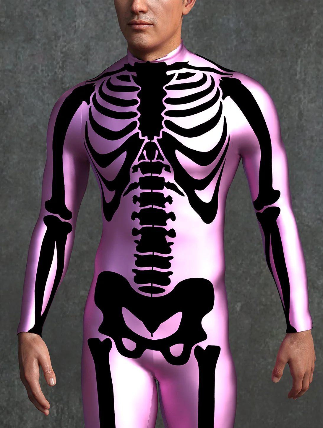 Pink Skull Skeleton Male Costume