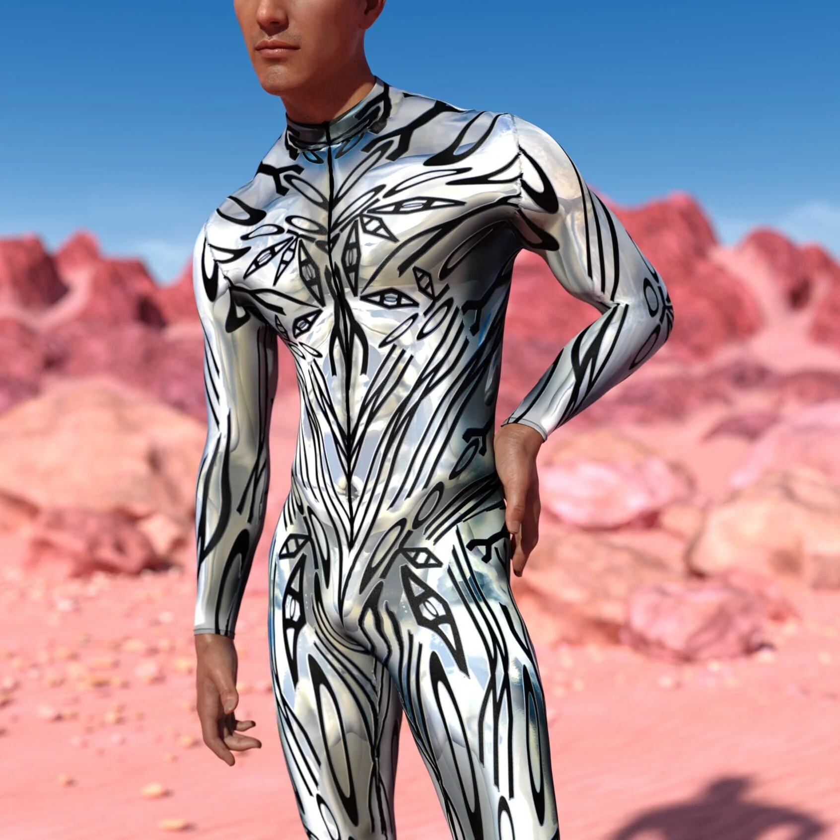 Silver Extraterrestrial Visitor Male Costume