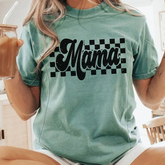 PRE-SALE Retro Checkered Mama Nursing T-shirt