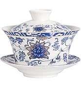 Chinese Porcelain Teacups 10oz Gaiwan Tea Cups Golden Lotus Flower Tureen Tradition Sancai Cover ...