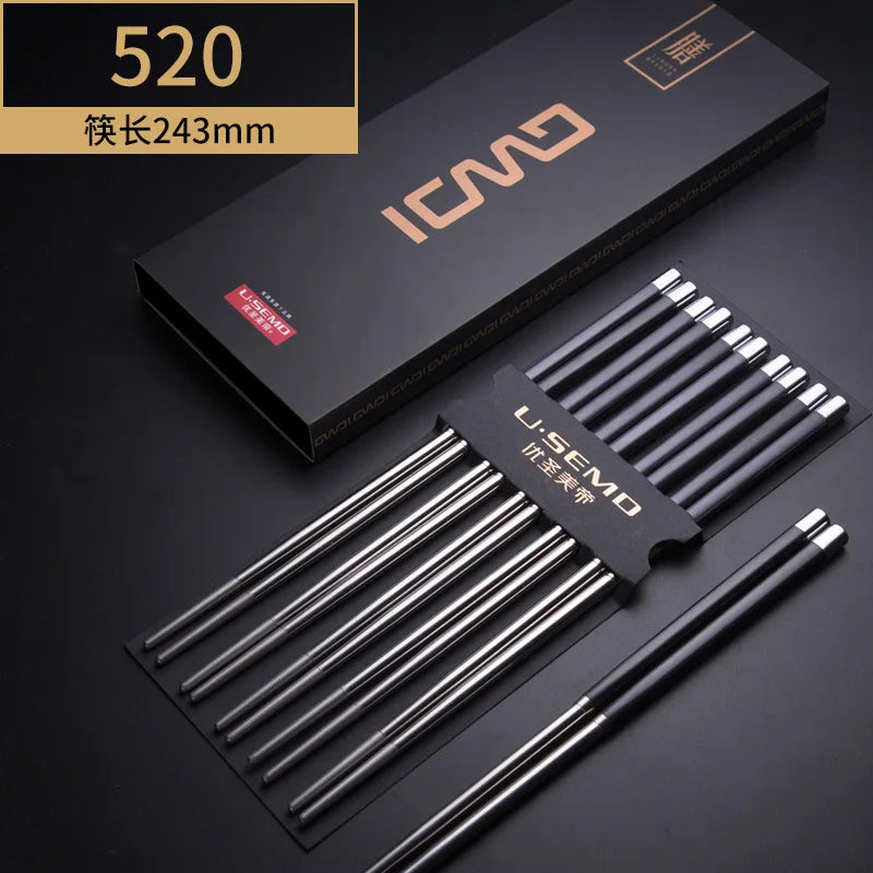 10 Pair / Set Stainless Steel Non-slip Alloy Chopsticks Home Hotel Restaurant Portable Healthy Food Stick for Sushi Chopsticks Buy Our Tea