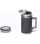 SILINE Fine Zisha Thermos Tea Cup 12.8 Oz,Yixing Purple Clay Liner Teacup with Infuser (Black Mug)