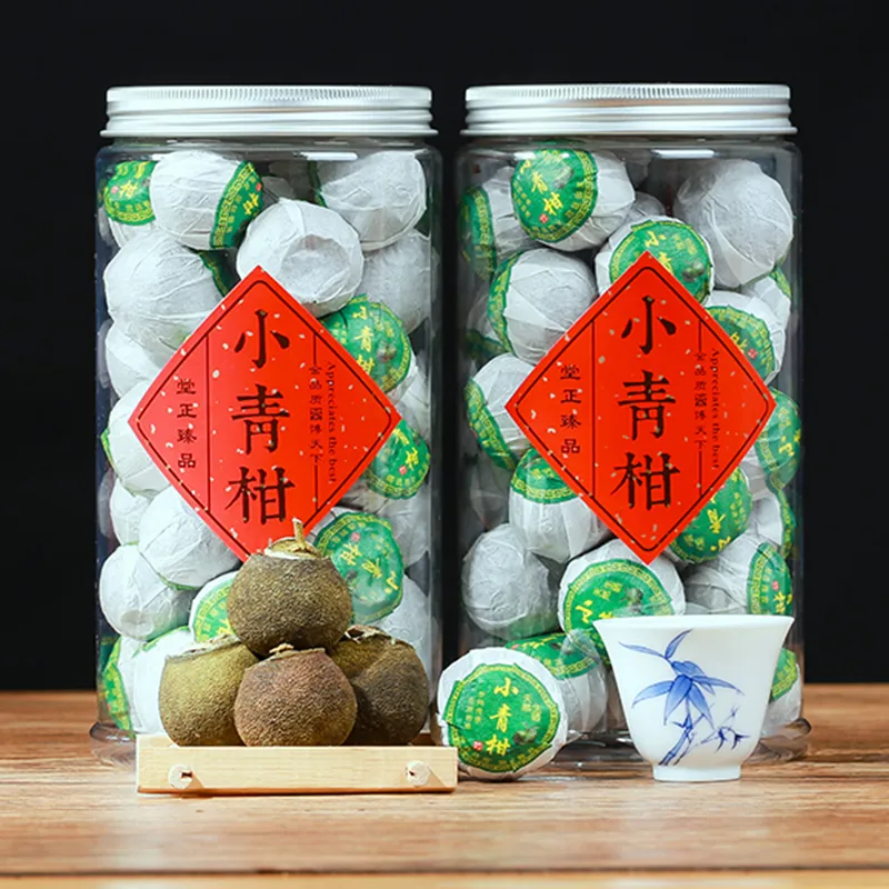 Wholesale 1box Dried Tangerine Cooked Pu er orange peel ripe puer natural plant tea Xiao Qinggan 250g