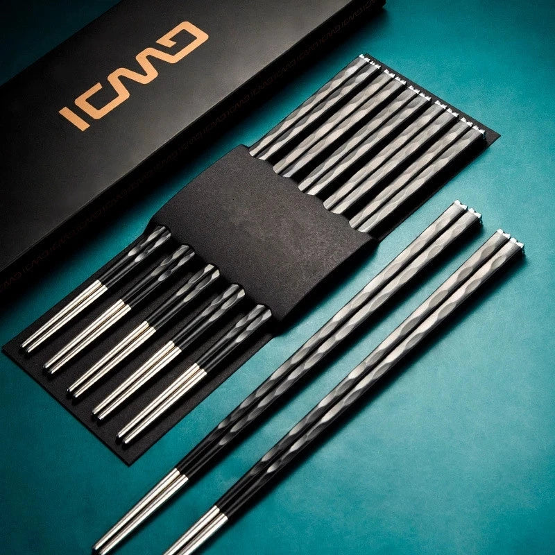 10 Pair / Set Stainless Steel Non-slip Alloy Chopsticks Home Hotel Restaurant Portable Healthy Food Stick for Sushi Chopsticks Buy Our Tea