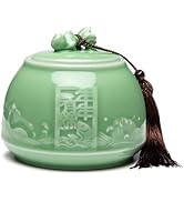 SILINE Genuine Longquan Celadon Airtight Container 20 oz/600ml,Green Porcelain Loose Tea Storage ...