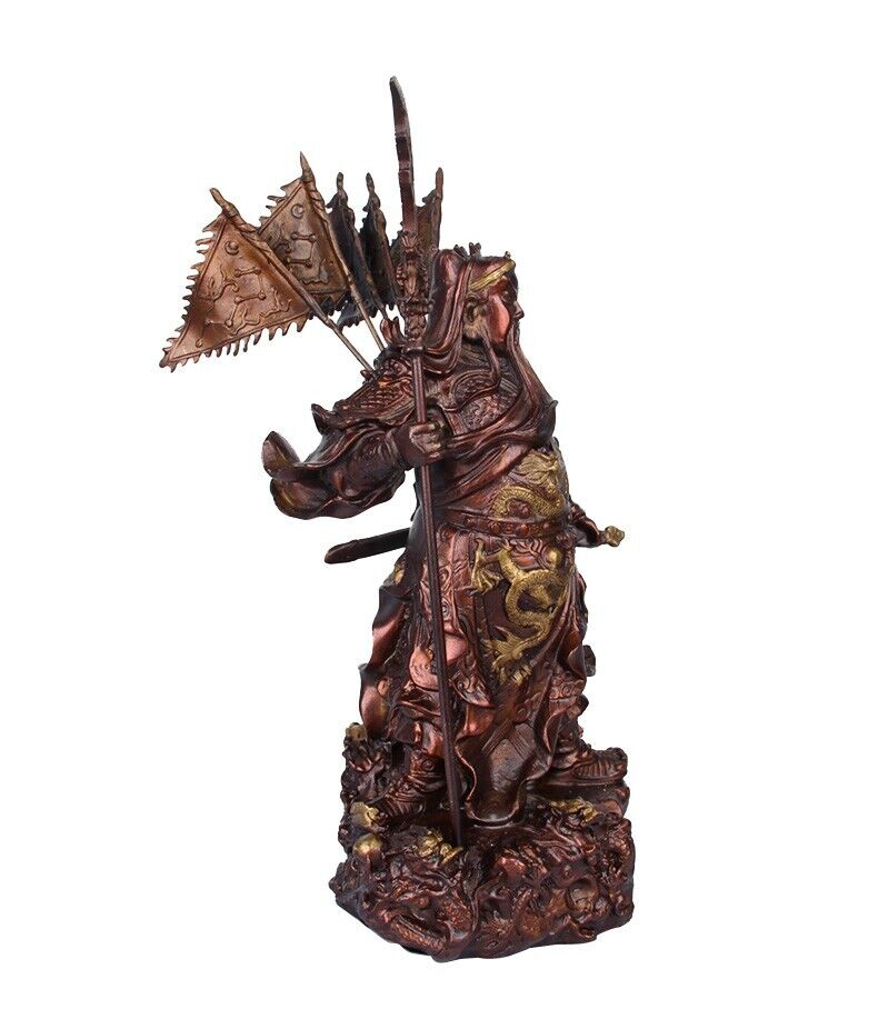 10 inch brass home fengshui guanyu Military God folk Wealth 9 dragon Guan Gong Buy Our Tea