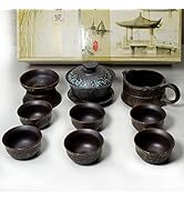 Chinese GongfuTea Gift Set of 9 ,Gaiwan Tea Set Teacup Filter with 6 Cups Kung Fu Tea Ceremony Pa...