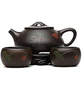 SILINE Zisha Tea Pot Set - Lotus Shipiao 7.4 Oz,Chinese Genuine Yixing Clay Handmade Teapot with ...