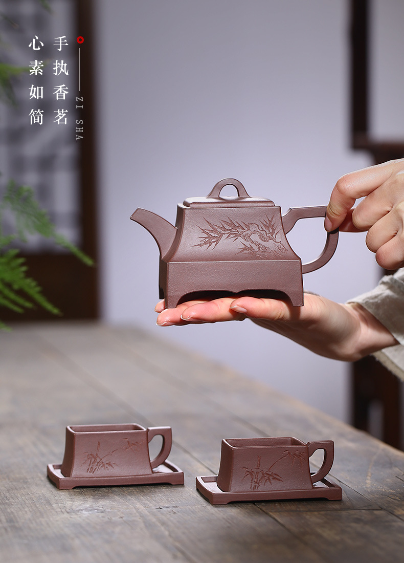 Square Bamboo Stone Pot One Pot Four Cups_15.jpg