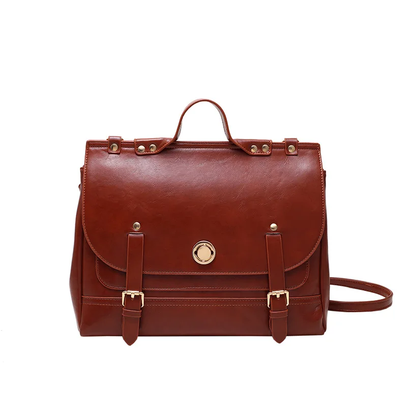 Retro Style Women Backpack Handbags Female Lady Artificial Leather Metal buckle Shoulder Bags