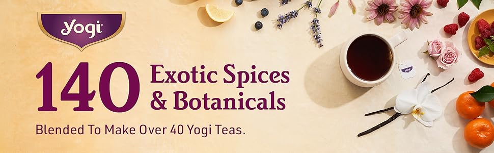 Yogi Tea - 14- Exotic Spices & Botanicals Blended to Make Over 40 Yogi Teas.