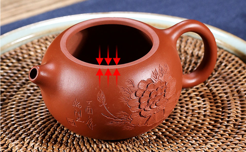 Genuine Yixing Purple Clay Carved Peony Xi Shi Teapot