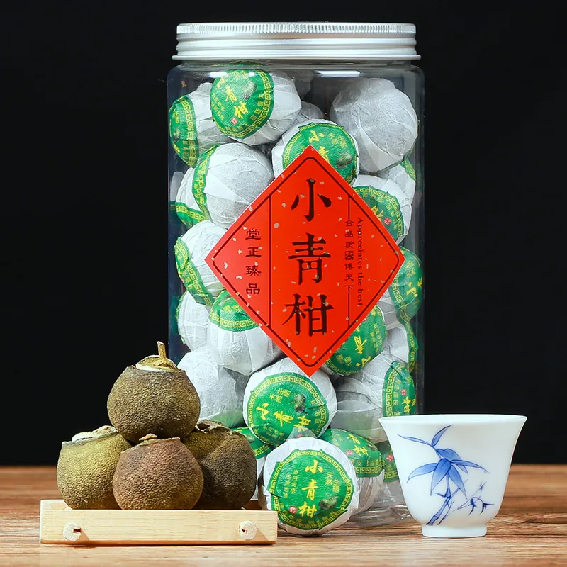 Wholesale 1box Dried Tangerine Cooked Pu er orange peel ripe puer natural plant tea Xiao Qinggan 250g