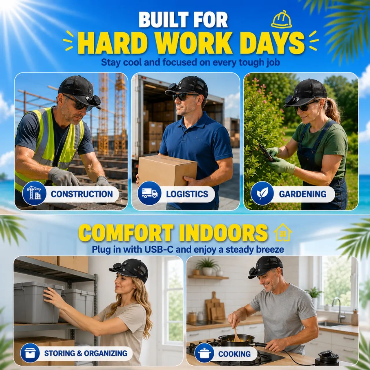 ☀️ HOT SALE 2026 Pro Outdoor Cooling Hat – Solar + USB Dual-Powered Fan Cap with UPF 50+ Sun Protection