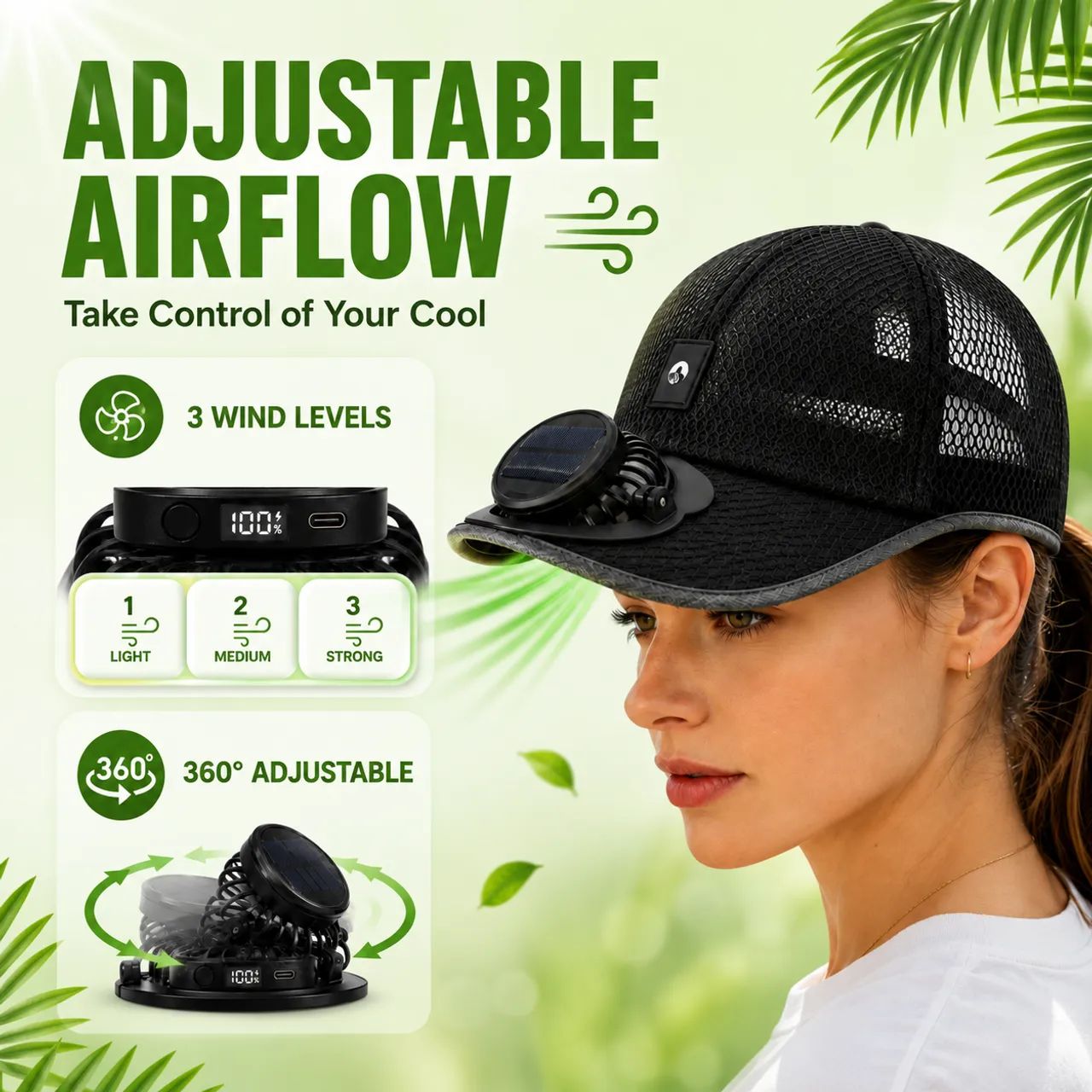 ☀️ HOT SALE 2026 Pro Outdoor Cooling Hat – Solar + USB Dual-Powered Fan Cap with UPF 50+ Sun Protection