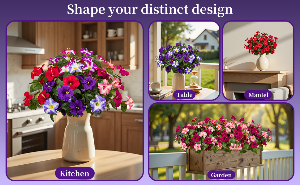19 Inch Artificial Flowers for Outdoor Indoor Garden Home Decoration
