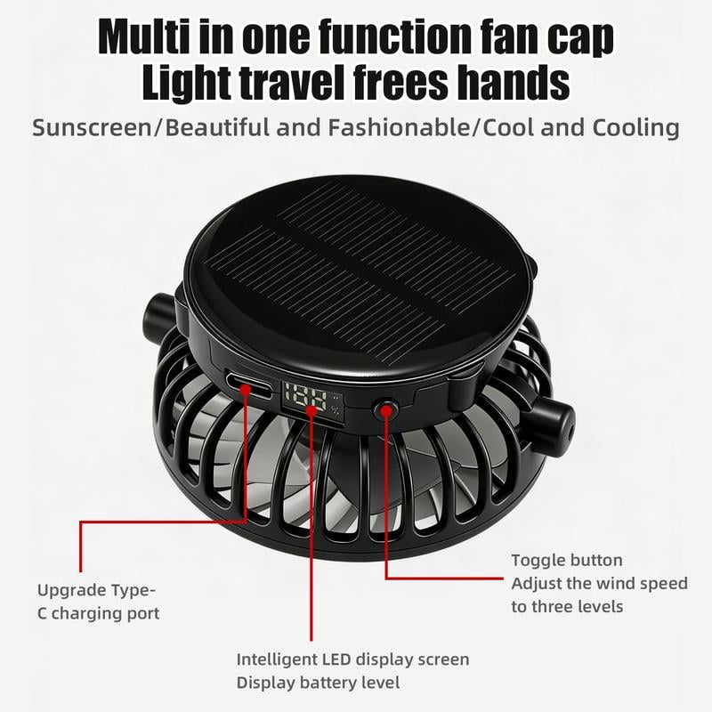 ☀️ HOT SALE 2026 Pro Outdoor Cooling Hat – Solar + USB Dual-Powered Fan Cap with UPF 50+ Sun Protection