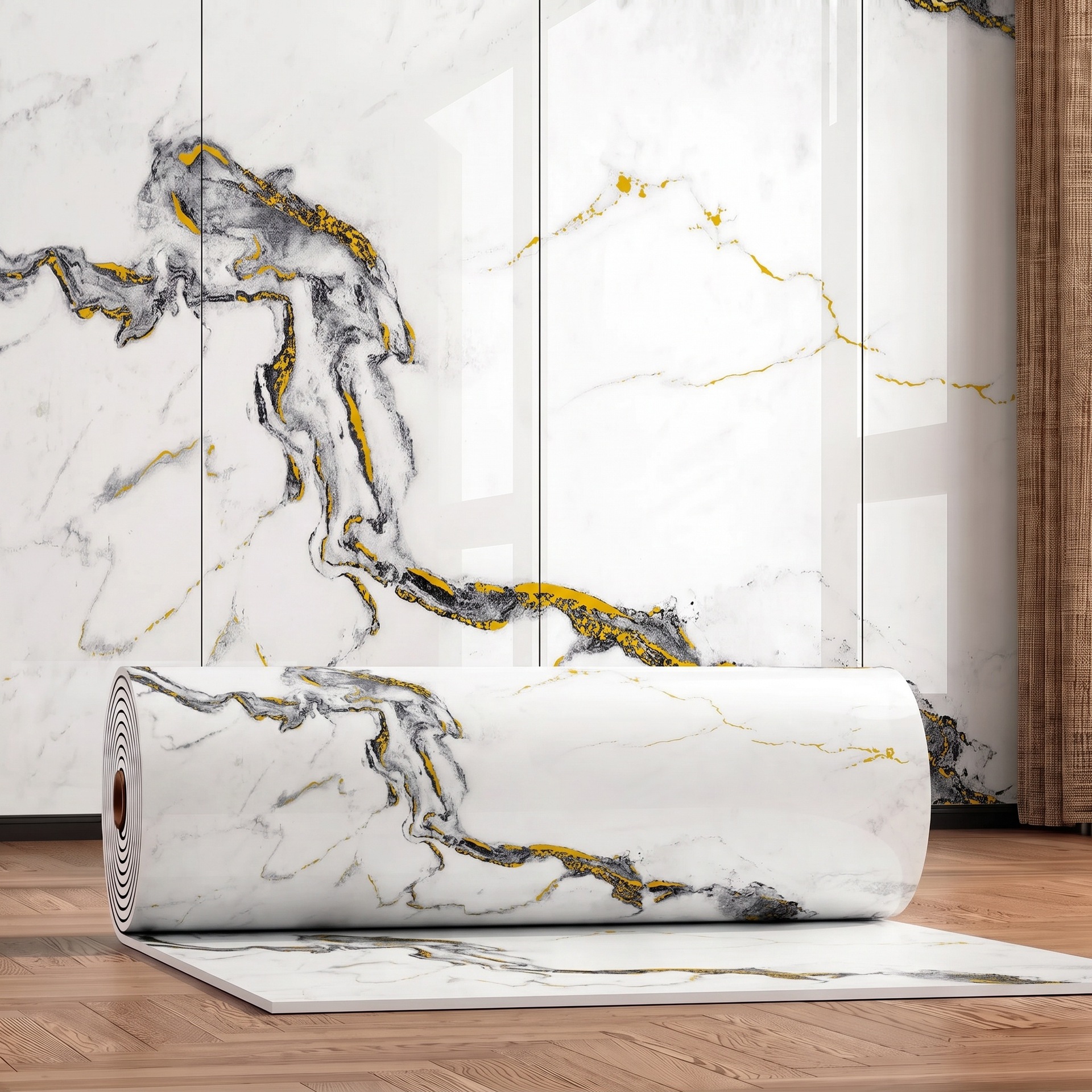 ⏳Limited-time 50% off 🏵️🧱✨ Self-Adhesive Marble Floor & Wall Sticker Roll –15.7 in × 9.84 ft