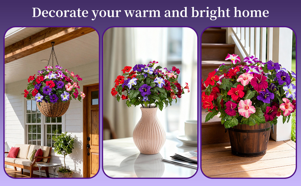 19 Inch Artificial Flowers for Outdoor Indoor Garden Home Decoration