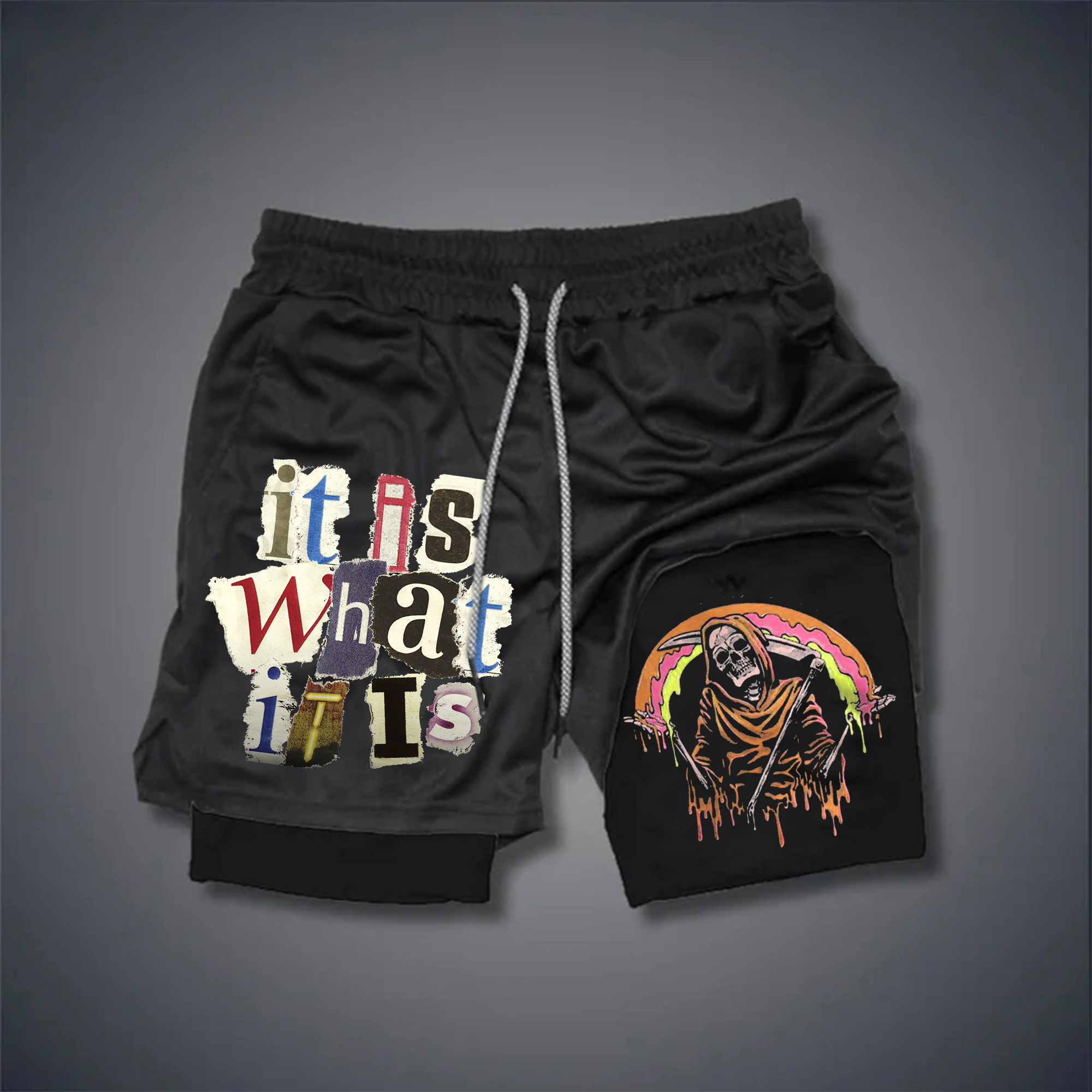 It Is What It Is Print Men's All-In-One Fitness Shorts