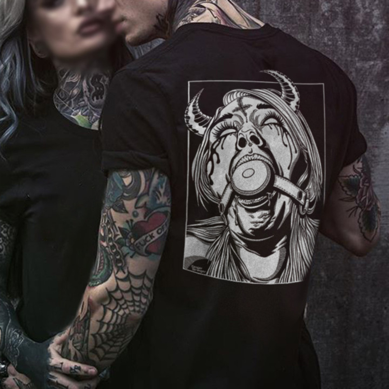 Cloeinc Demon Printing Casual Men T-Shirt