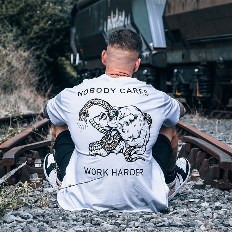  Nobody Cares Work Harder Skull Snake T-Shirt-Ranbybox
