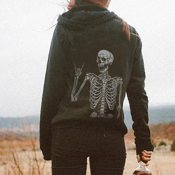 Happy Skull Printed Casual Hoodie