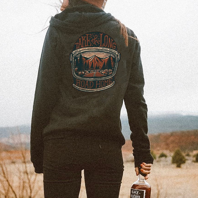 Take The Long Road Home Printed Casual Women Hoodie